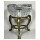 Artisan Etched Shell Glass Votive w/Brass Stand