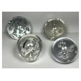 4 Art Glass Paperweight Clear Glass Bubble Balls