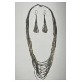 Sterling Multi-Strand Choker Necklace & Earrings
