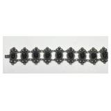 Vintage Sterling Silver Carved Onyx 7" Bracelet