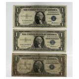 Three Old $1 Silver Certificates 1935 & 1957