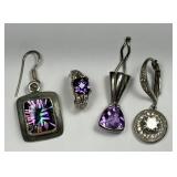 Sterling Silver Gemstone Earring Mismatched Pieces