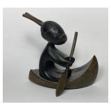 Hagenauer Signed Indian In Canoe Figurine Austria