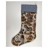Vintage Needlepoint Old-Time Christmas Stocking