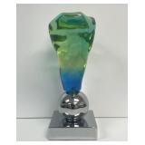 Van Teal Blue & Green Table Sculpture Chrome Base