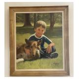 Nick Hufford Original Canvas Painting Boy & Dog
