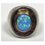 Sterling & 14K Modern Style Opal Ring Sz 7
