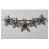TAXCO Sterling 5 Star Cabochon Gemstone Brooch