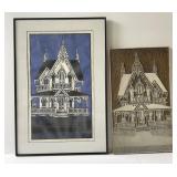 William H. Abbe "Grants House" Linocut w/Plate