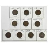 Ten Better Date Last Year Issue 1909 Indian Cents