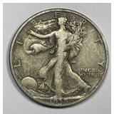1938-D Walking Liberty Silver Half Key Date VG
