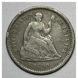 1860 Seated Liberty Silver Half Dime H10c VG