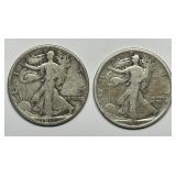 1917 P & D Walking Liberty Silver Half Pair