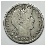 1907 Barber Silver Half Good G