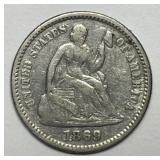 1869 Seated Liberty Silver Half Dime H10c Fine F