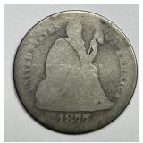 1877-CC Seated Liberty Silver Dime Carson City