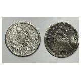 1840-O & 1841 Seated Liberty Half Dime H10c Pair