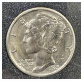 1925 Mercury Silver Dime About Uncirculated AU