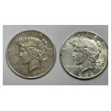 1923 P & S Peace Silver $1 Pair XF/AU