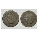 1867 & 1878 Indian Head Cent Circulated Pair