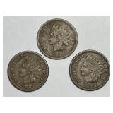 1881 1883 1887 Indian Head Cent Trio