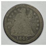 1845-O Seated Liberty Silver Dime About Good AG