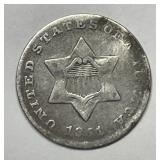 1851 Three Cent Silver 3cS Good G details