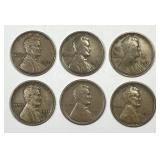 Six Early Dated "S" Mintmarked Teen Lincoln Cents