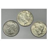 1923 P D S Peace Silver $1 Trio XF/AU