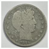 1894 Barber Silver Half Good G