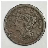 1848 Braided Hair Large Cent Very Fine VF details