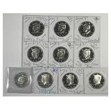 Lot of Ten 90% Silver Proof Kennedy Halves