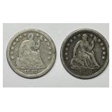 1850 & 1850-O Seated Liberty  Half Dime H10c Pair