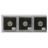 1938 P D S Mercury Silver Dime Trio AU