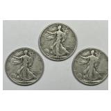 1936 P D S Walking Liberty Silver Half Trio