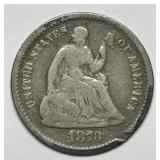 1873-S Seated Liberty Silver Half Dime H10c Good G
