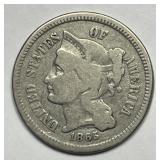 1865 Three Cent Nickel 3cN Good G