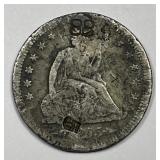 1855 Seated Liberty Silver Quarter Counterstamped