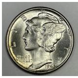 1945-D Mercury Silver Dime Uncirculated FSB BU