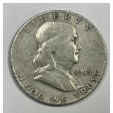 1949-S Franklin Silver Half Key Date Fine F