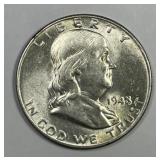 1948 Franklin Silver Half CH AU