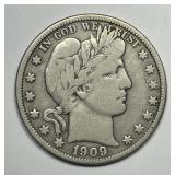 1909-O Barber Silver Half Good G+