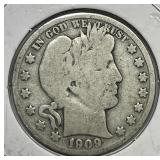 1909-S Barber Silver Half Good G