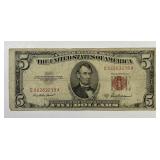 1953-A Red Seal $5 US Note Circulated