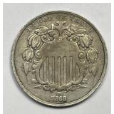 1868 Shield Nickel Fine F