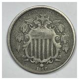1867 Shield Nickel No Rays Variety Fine details