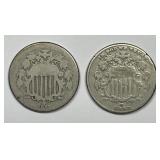 1875 & 1883 Shield Nickel Pair