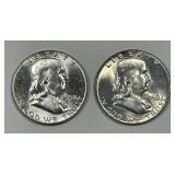 1958 Franklin Half Type 1 & 2 Pair Uncirculated BU