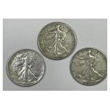 1939 P D S Walking Liberty Silver Half Trio