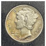 1917 Mercury Silver Dime Extra Fine XF